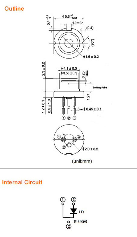 QSI 650nm 5mW ليزر ديود Red Laser QL65D7S TO-18 5.5mm LD