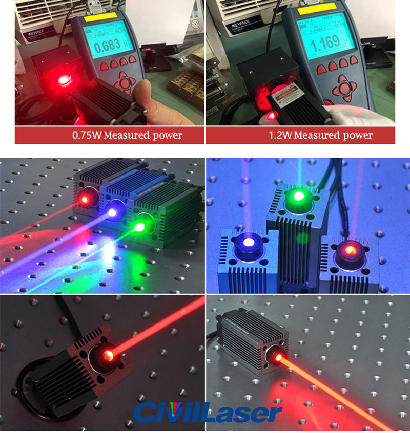 638nm 750mw 1.2W Red قوة عالية laser